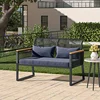 Patio Loveseat Wicker Outdoor Furniture All Weather Rattan Conversation Loveseat 4