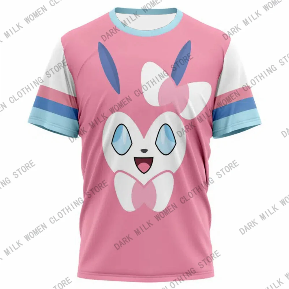 New Arrivals Pokémon Womens T-Shirts Tops Pokemon 3d Print T Shirt Trendy Summer Casual Short Sleeve Pikachu Cute Clothing Tees 4