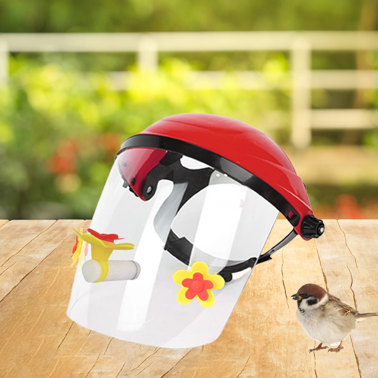 Wearable Hummingbird Feeder Hat Face Cover Hummingbird Feeder for Garden Yard Patio 3 Flowers Hat Adjustable Headband