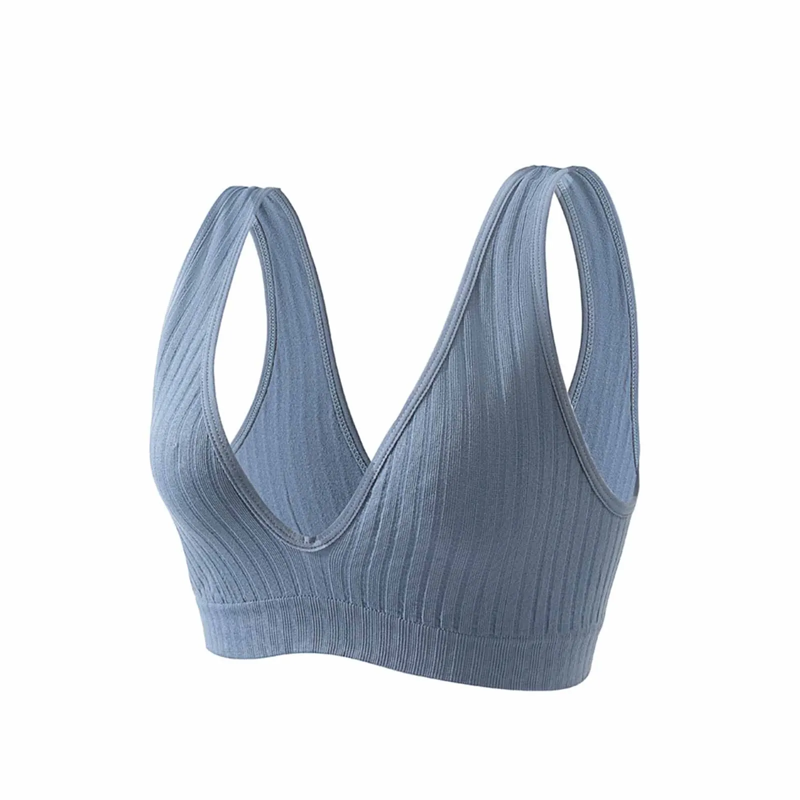 Deep V-neck Seamless Bra Push Up Bras Women Bralette Lingerie Low Back Sleep Underwear Unlined Crop Top