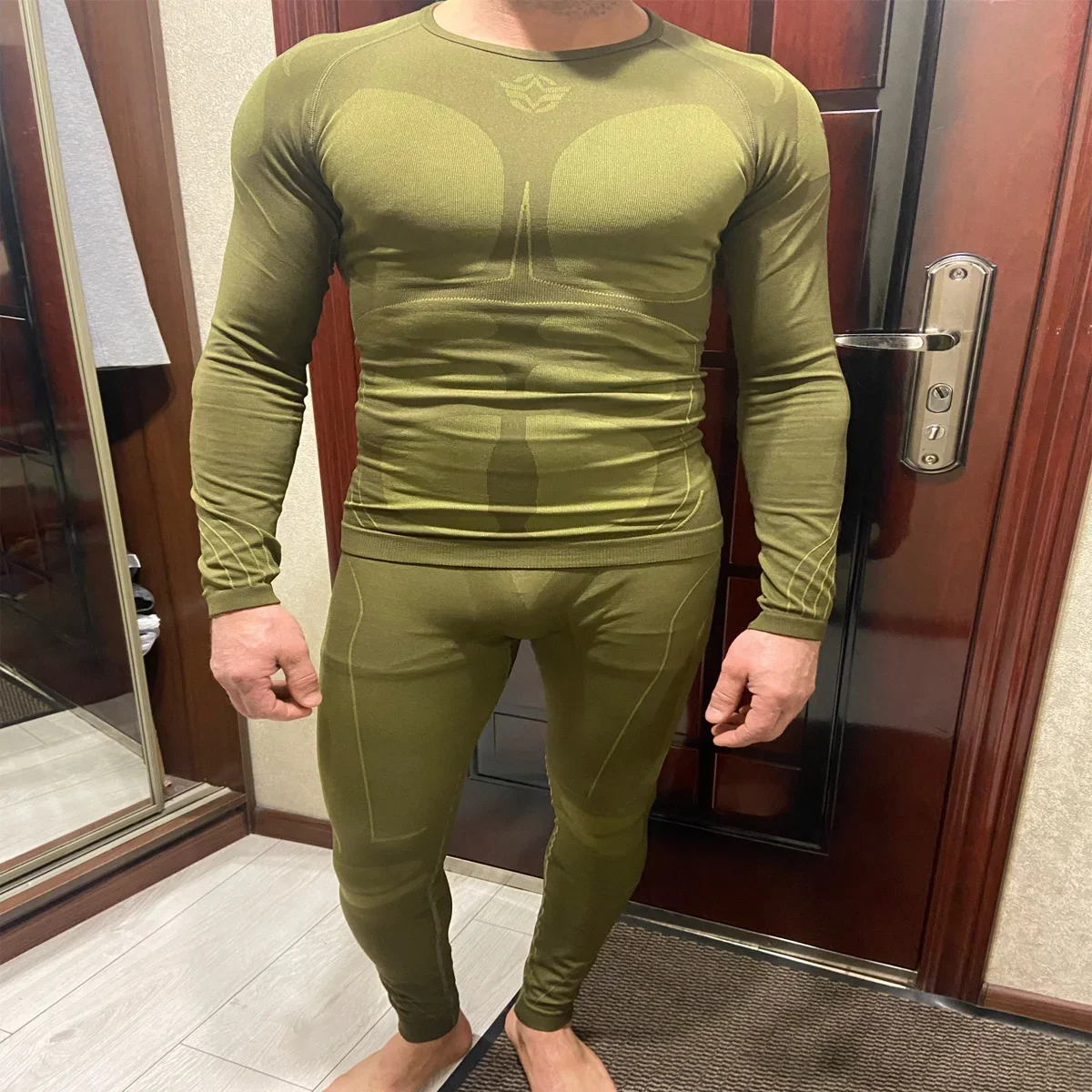 Men Seamless Sight Tactical Thermal Underwear Winter Sets Compression Fleece Function Training Thermo Underwear Long Johns