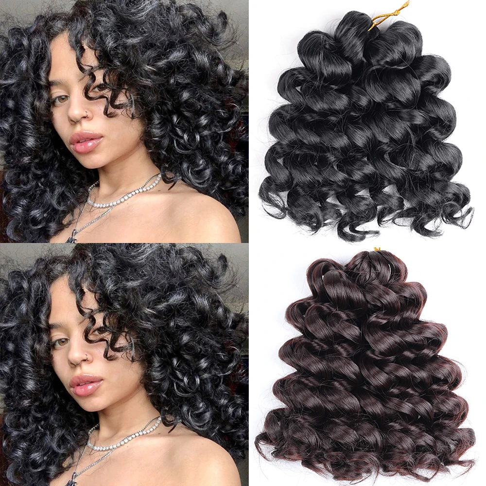

12inch Afro Curl Crochet Hair Extensions SyntheticTwist Braid Kinky Curly Braiding Hair Water Wavy Crochet Hair For Black Women