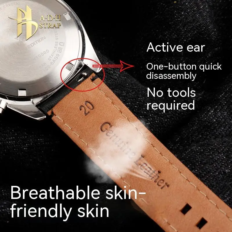 Pulseira de relógio de couro para Seiko Prospex Series, Universal