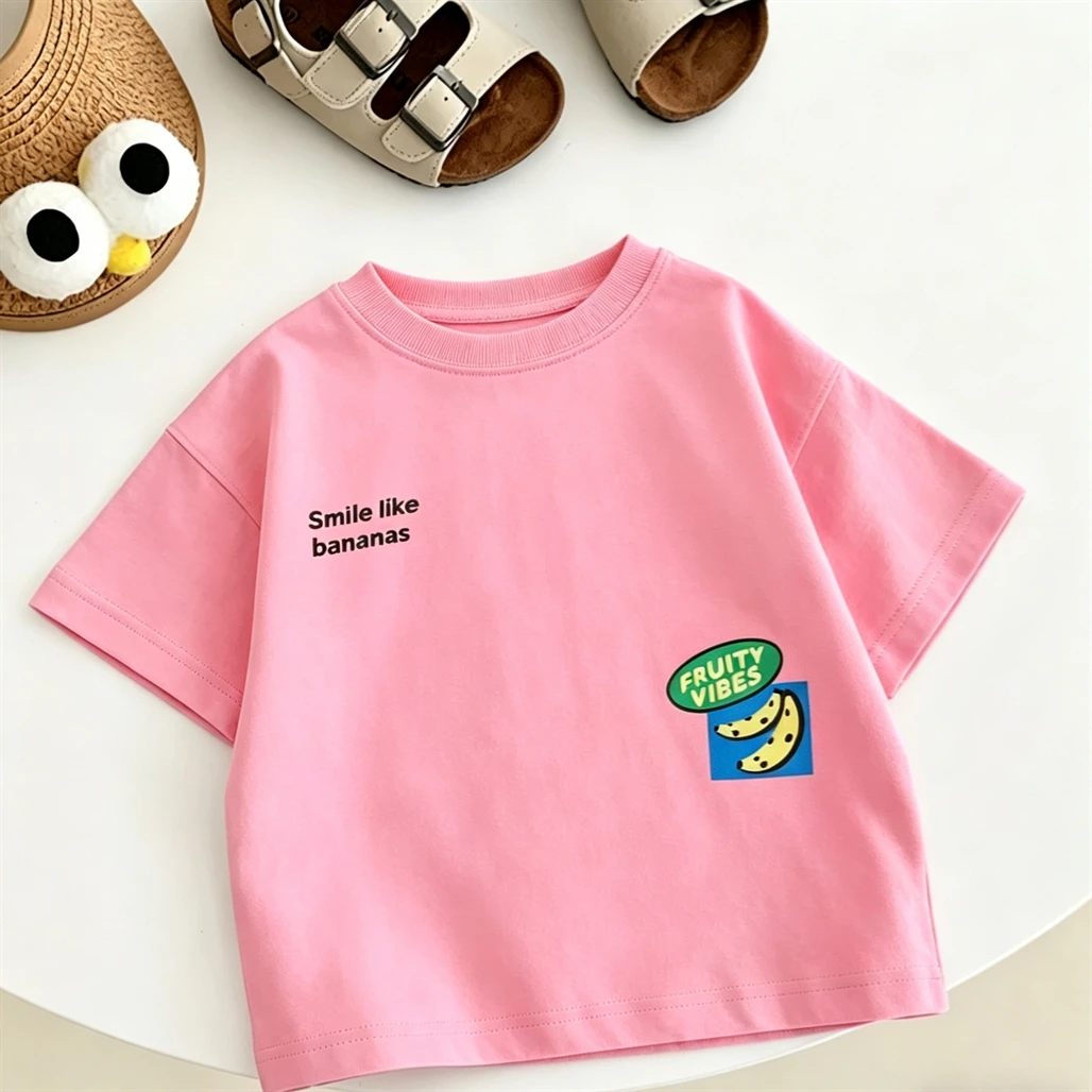 1-7Age Child Lovely Tshirt Printing Tops Summer Clothes Fruit T-shirt Simple All-match Base Shirt Baby Boys Thin Short Sleeve 4