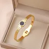 316L Stainless Steel Micro Inlaid Zircon Star Butterfly Bear Roman Digital Buckle Women's Bracelet Bangle Bracciali Donna 3