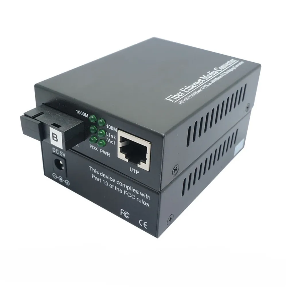 Gigabit Media Converter EWIND Fiber Optic To Rj45 Single Mode Single Fiber Optic Ethernet Switch Transceiver 10/100/1000M 1 Pair
