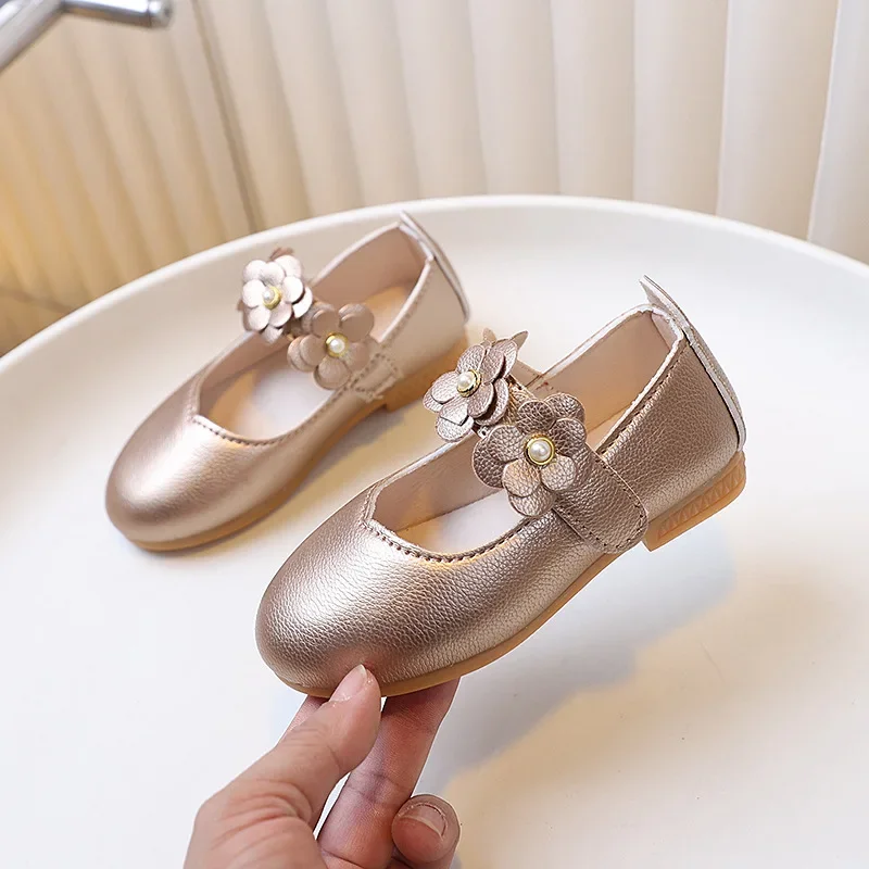 Spring Autumn Little Girls Ballet Shoes Sweet Chic Kids Fashion Princess Leather Shoes Causal Versatile Children's Flats Soft