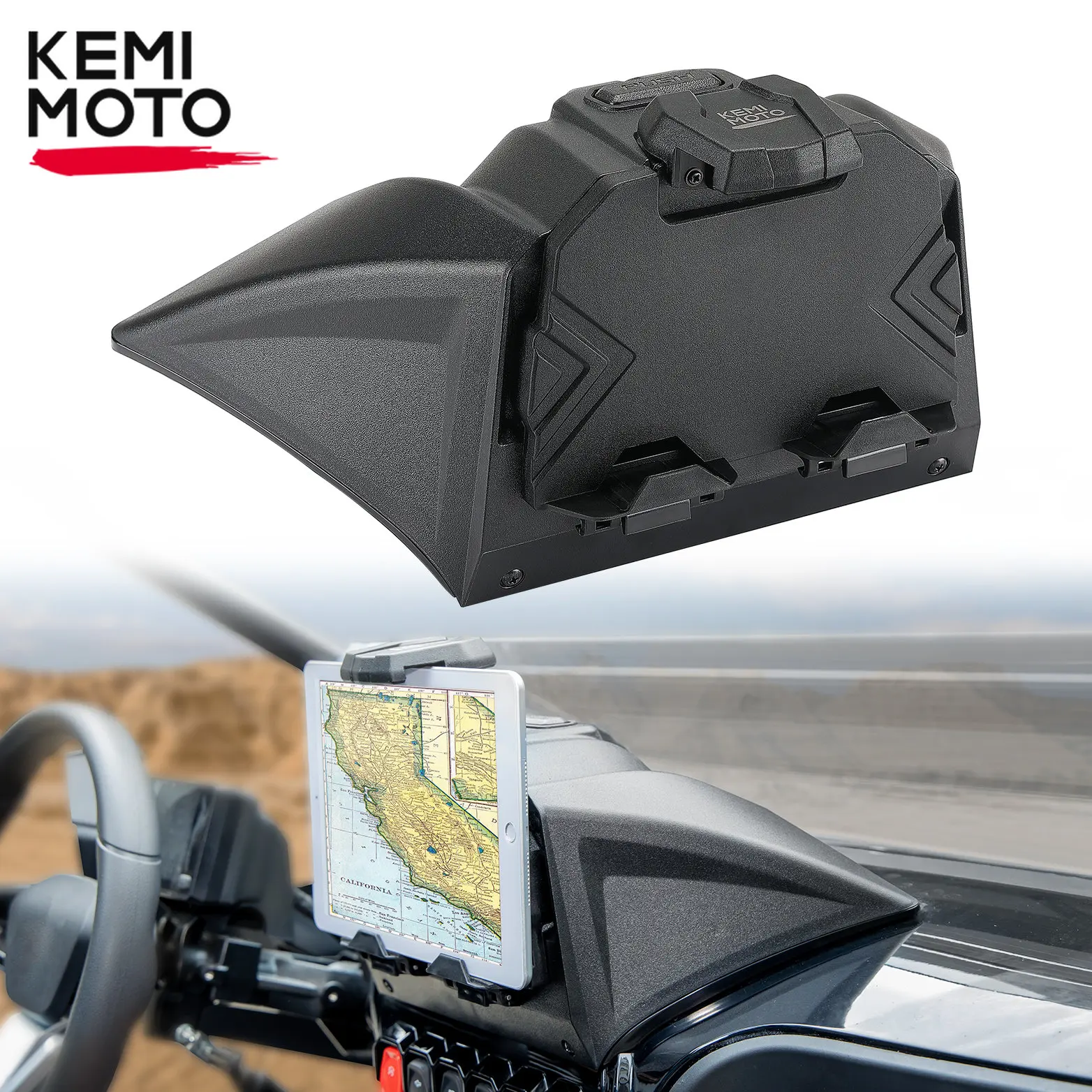 KEMIMOTO UTV Electronic Device Tablet Holder Storage Box for CFMOTO ZFORCE 950 HO SPORT EX 1000 Sport 2020-2024