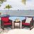 3 Pieces Patio Wicker Furniture Set, Rattan Outdoor Sofa Set w/Washable Cushion & Wood Coffee Table, Conversation Bistro Set #3