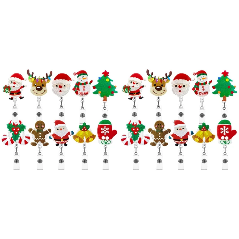 

2X Christmas Badge Reel Retractable Nurse Badge Clips Holiday Cute Badge Name ID Reel,Nurse Teacher Christmas Decoration