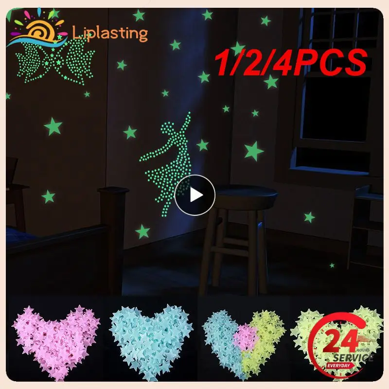

1/2/4PCS Cartoon Fluorescent Stickers Moon Star Glow in the Dark Luminous Paste Ceiling Decoration Children Baby Toys