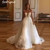 SoDigne A-line Appliques Wedding Dresses Sweetheart Sleeveless Tulle Bridal Dress Beach Wedding Gown Robe De Mairee ﻿Customized 1