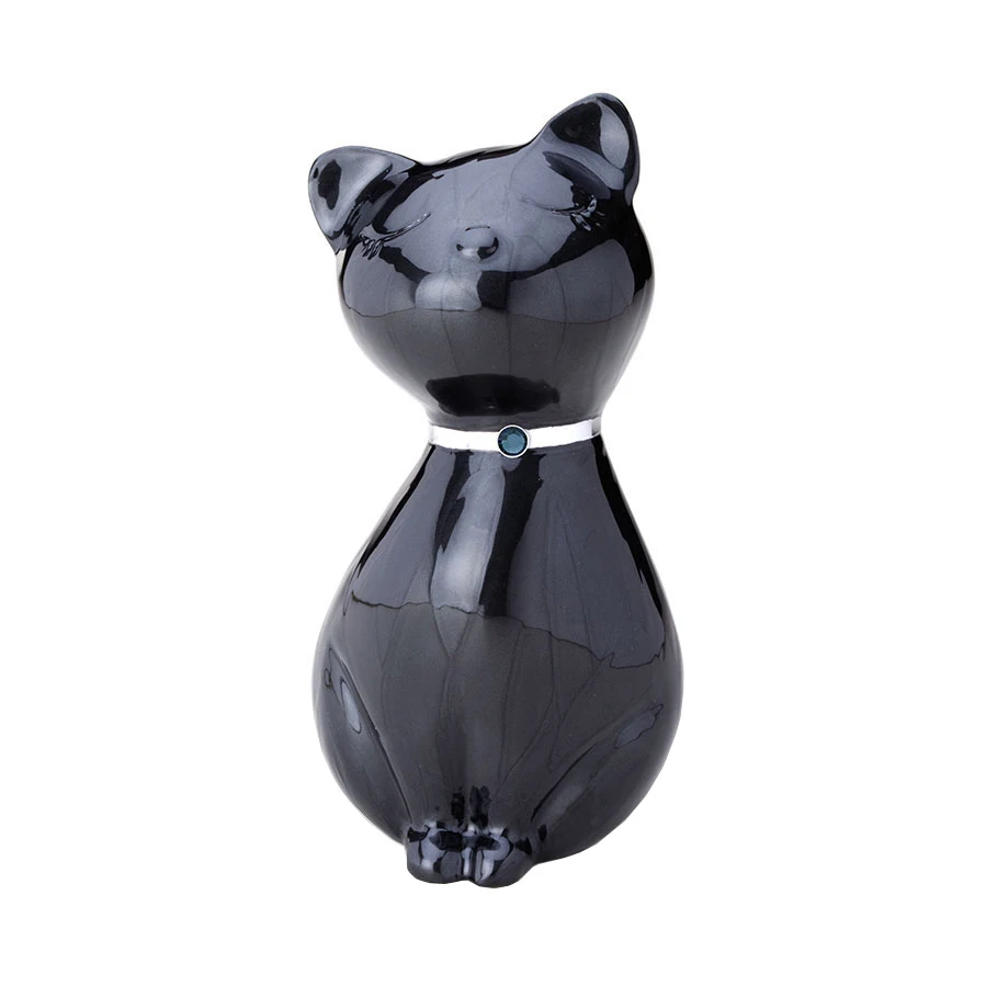 

Cremation Brass Cat Urn With Black Enameled Finished keepsake pet ashes urn customized sculpture funeral ash urn