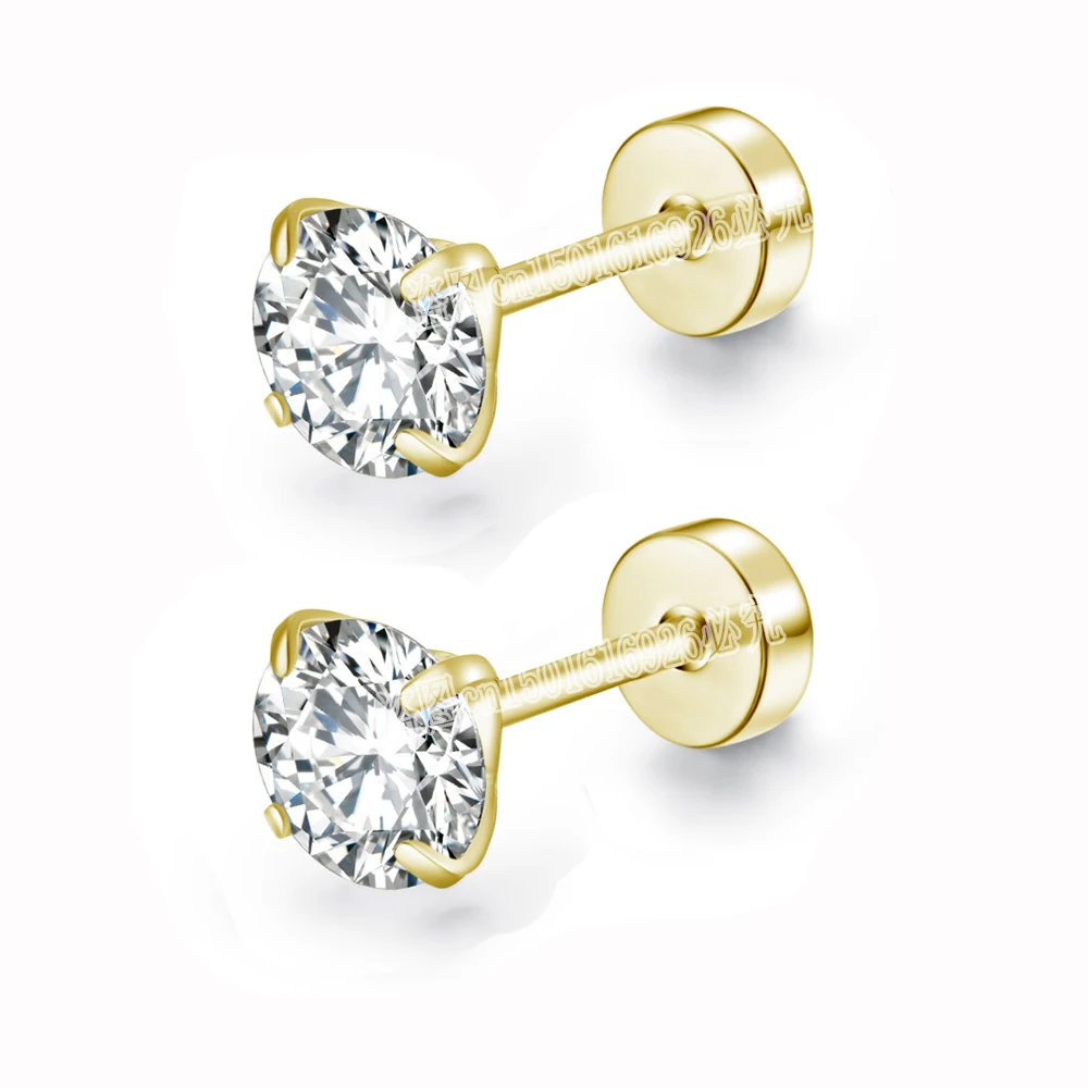 Stud Earrings Crystal Earrings Fashion Earrings Colorful Earrings Stainless Steel Earrings Metallic Color Earrings Metal Earrings Artificial Crystal Earrings Cubic Zirconia Earrings Crystal Zircon Earrings 4 Color Top Unisex Women Men Round