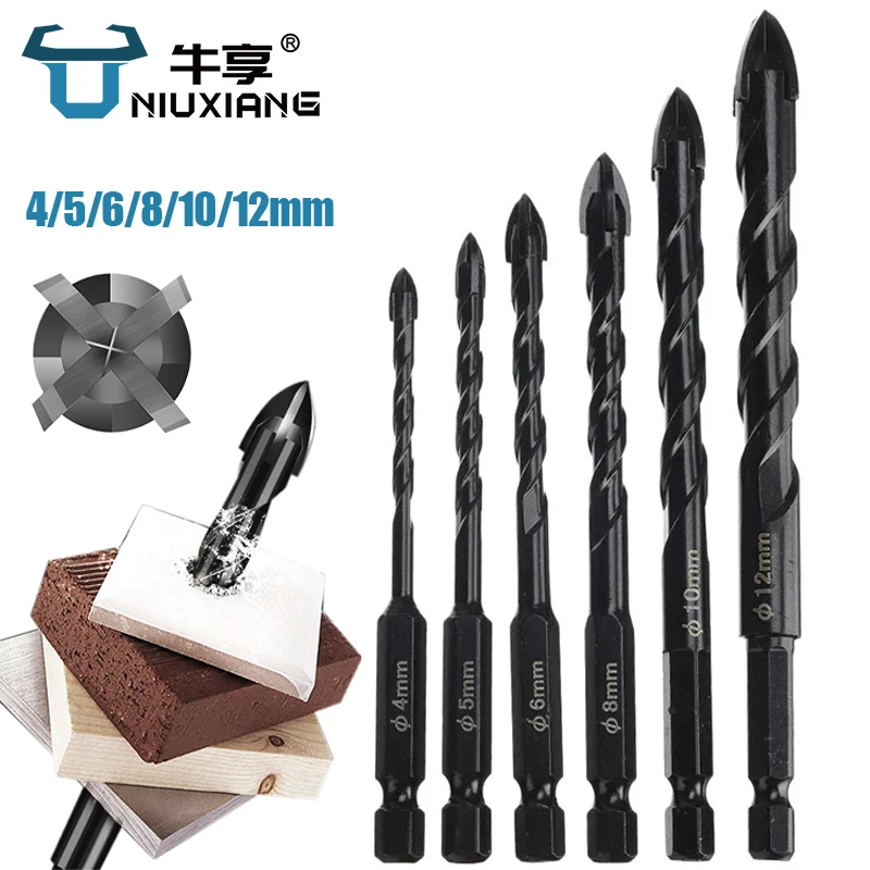 Multifunction Cross Hex Tile Drill Bit Set for Glass Ceramic Concrete Hole Opener Diamond Drill Bits Metal Drills Tool Punch Kit