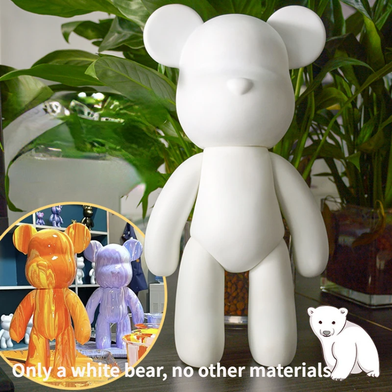 Creative Fluid Bear Handmade DIY Painting Violent Bear Sculpture White Mold Doll Figurine Toys Animal Home Decor Ornaments