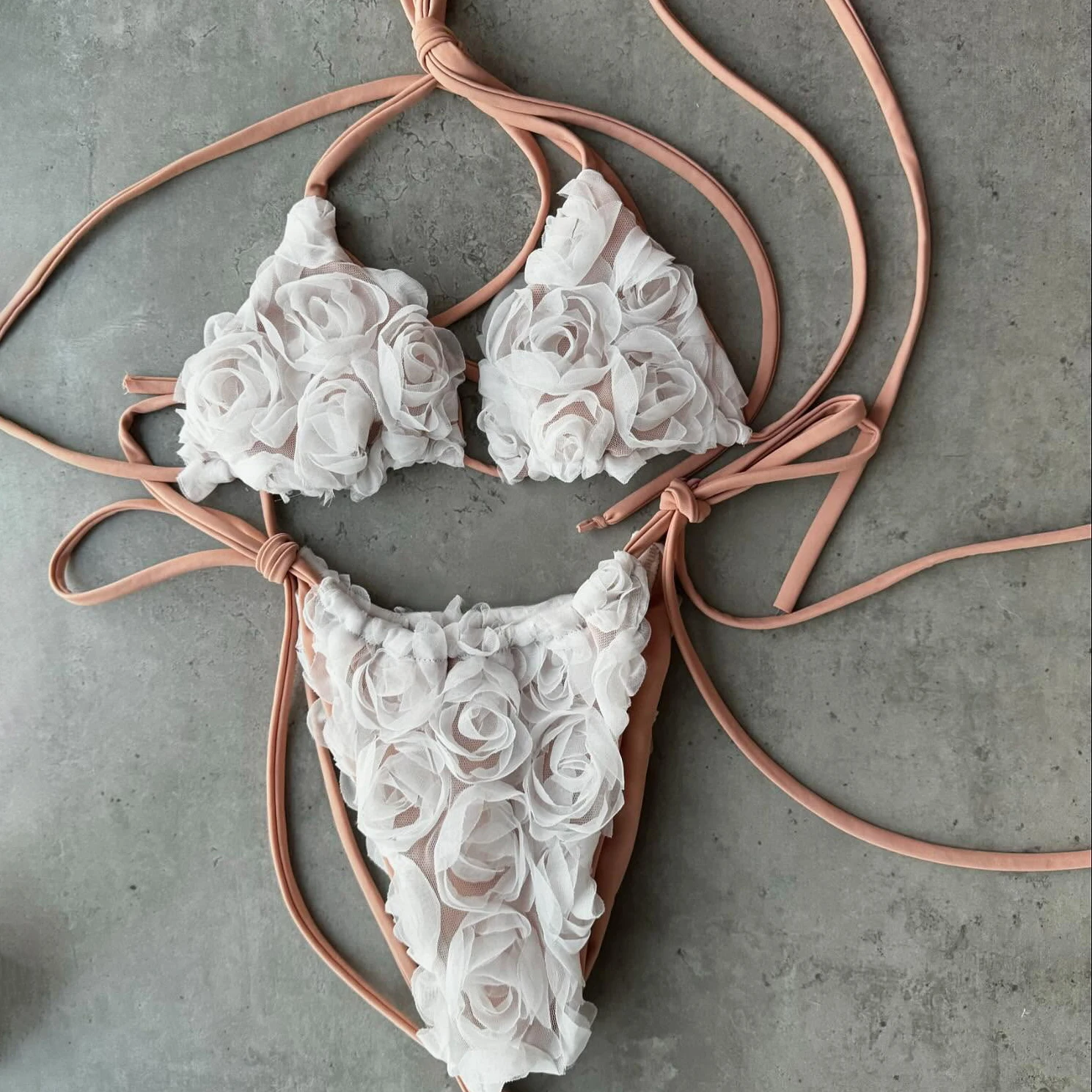 2025 Bandeau Biquini Sexy Bikini Women Swimsuit Push Up Swimwear Female Strappy Bathing Suit Floral Bodysuit Beachwear Swim Suit 2