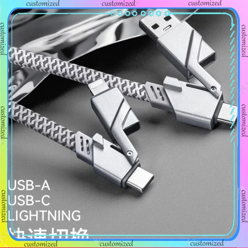 

USB-кабель Type-C для передачи данных, 100 Вт, кабель для передачи данных 4-в-1, свободное преобразование, кабель передачи данных для быстрой зарядки A, тип прямой головки высокого тока