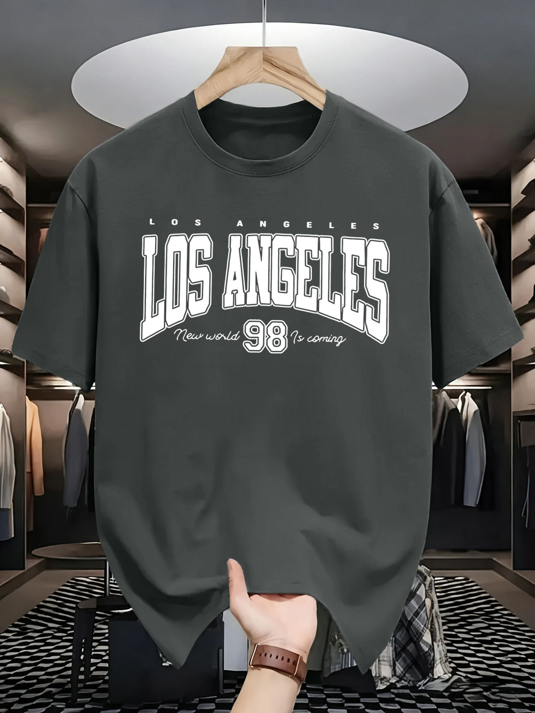Los Angeles New World Is Coming T-Shirt Herrenmode, lockere Baumwolle, kurzärmelig, O-Ausschnitt, Sommerkleidung, Unisex, lässige Streetwear – Detail 23