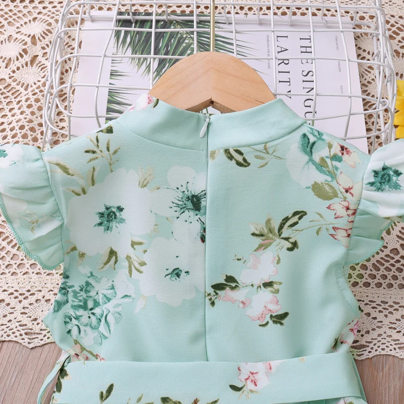 Humor Bär 2023 Mädchen Sommer Fliegen-Ärmel Gedruckt Ärmelloses Prinzessin Kleid Nette Kinder Kinder Kleidung_voghion.com