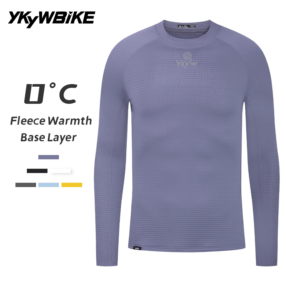 YKWYBIKE 2025 Men's Base Layer Winter Warmth Thermal Fleece Bicycle Undershirt 0°C Road Bike Shirt MTB Long Sleeve