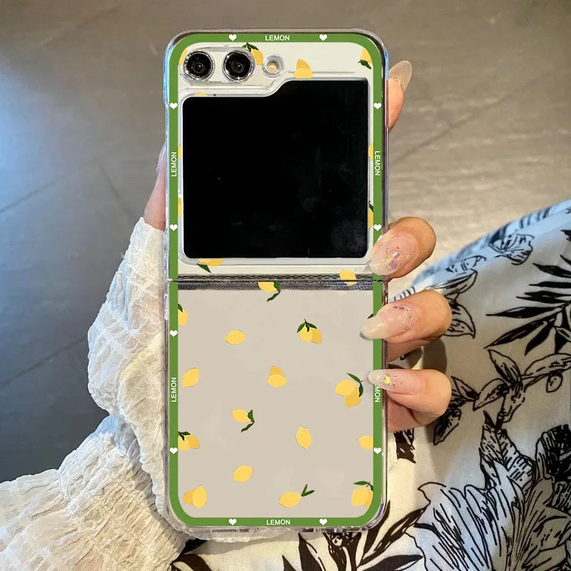 Sunny Lemon Clear Hard Phone Case - Vibrant Summer Fruit Design, Foldable Protective Cover