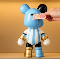 Bear Ceramic Bank Sculpture Animal Money Box Statue for Home Office Decor With Coin Slot Novelty Football Enthusiasts Gift 4