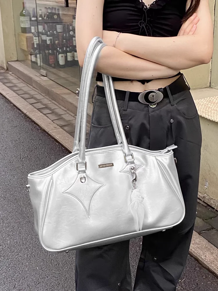 

Women Fashion Soft Leather Big Capacity Shoulder Underarm Bag Y2k Aesthetic Vintage Handbags Grunge All Match Tote Bags