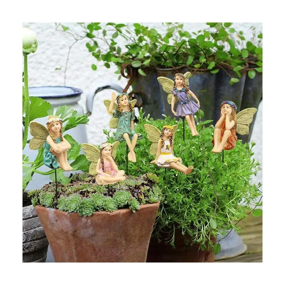 1 Set Fairy Garden - 6pcs Miniature Fairies Figurines Accessories for Outdoor garden decoration