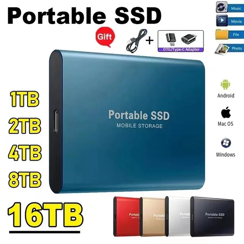 Portable SSD 1TB High speed Mobile Solid State Drive 500GB External