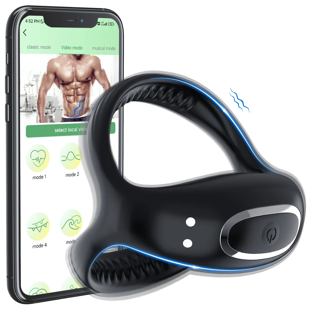 Bluetooth Wireless Remote Control Vibrating Cock Ring Delayed Ejaculation Penis Ring Vibrator Adults Sex Toy for Men Masturbator