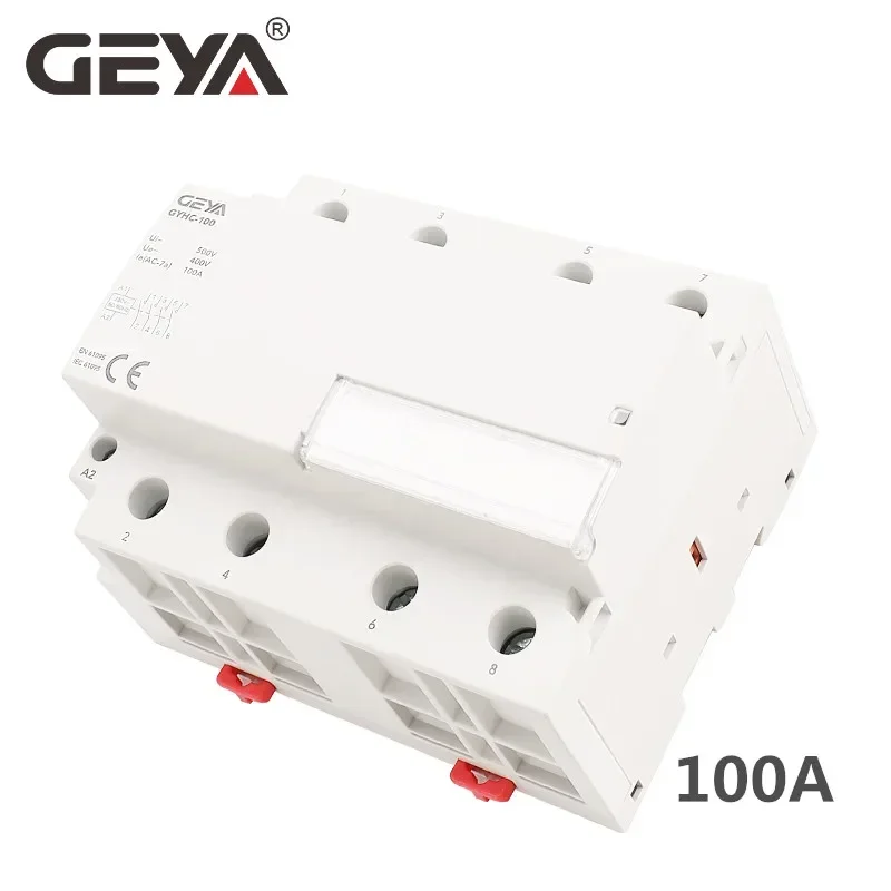 GEYA NEW GYHC 4상 100A AC 접촉기 220V 230V DIN 레일 가정용 모듈식 접촉기 스위치 컨트롤러 스마트 홈 호텔용