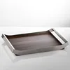 Mirror Stainless Steel Decorative Wooden Tray, Fruit Tray, Rectangular Metal Storage Tray with Handle, Desktop Storage Container 1