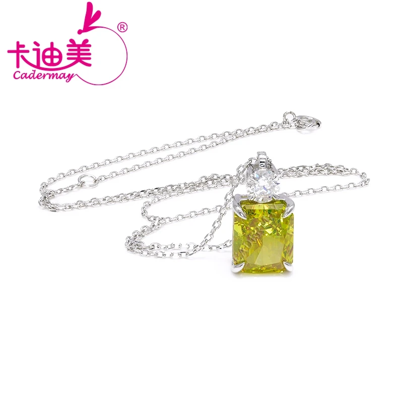 

CADERMAY Custom Jewelry Radiant Cut Moissanite S925 Sterling Silver Octagon ZC Pendant Necklace For Women Party Gifts