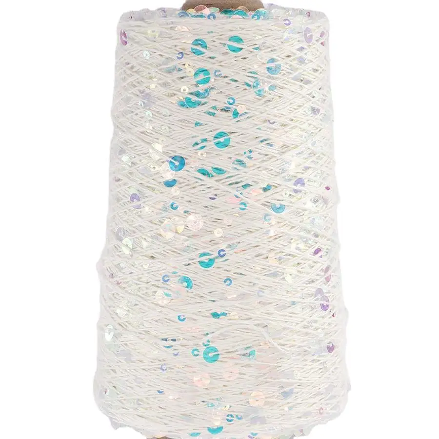 500g /1300M DIY Hand Knitting Cotton Yarn 3mm+6mm Sequins Yarn DIY for Woman Woollen Sweater Hat Scarf 5
