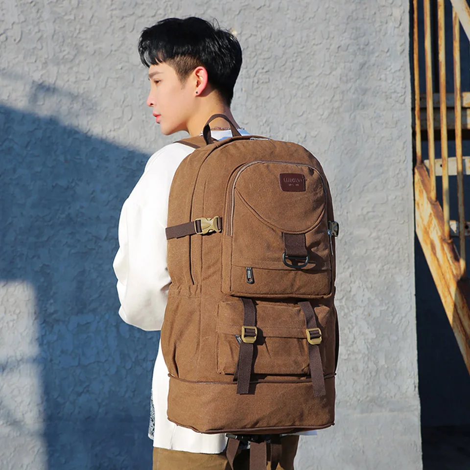 Large Capacity Canvas Travel Backpack Korean Version Fashionable Men And Women's Outdoor Tactical Training High-Quality Backpack