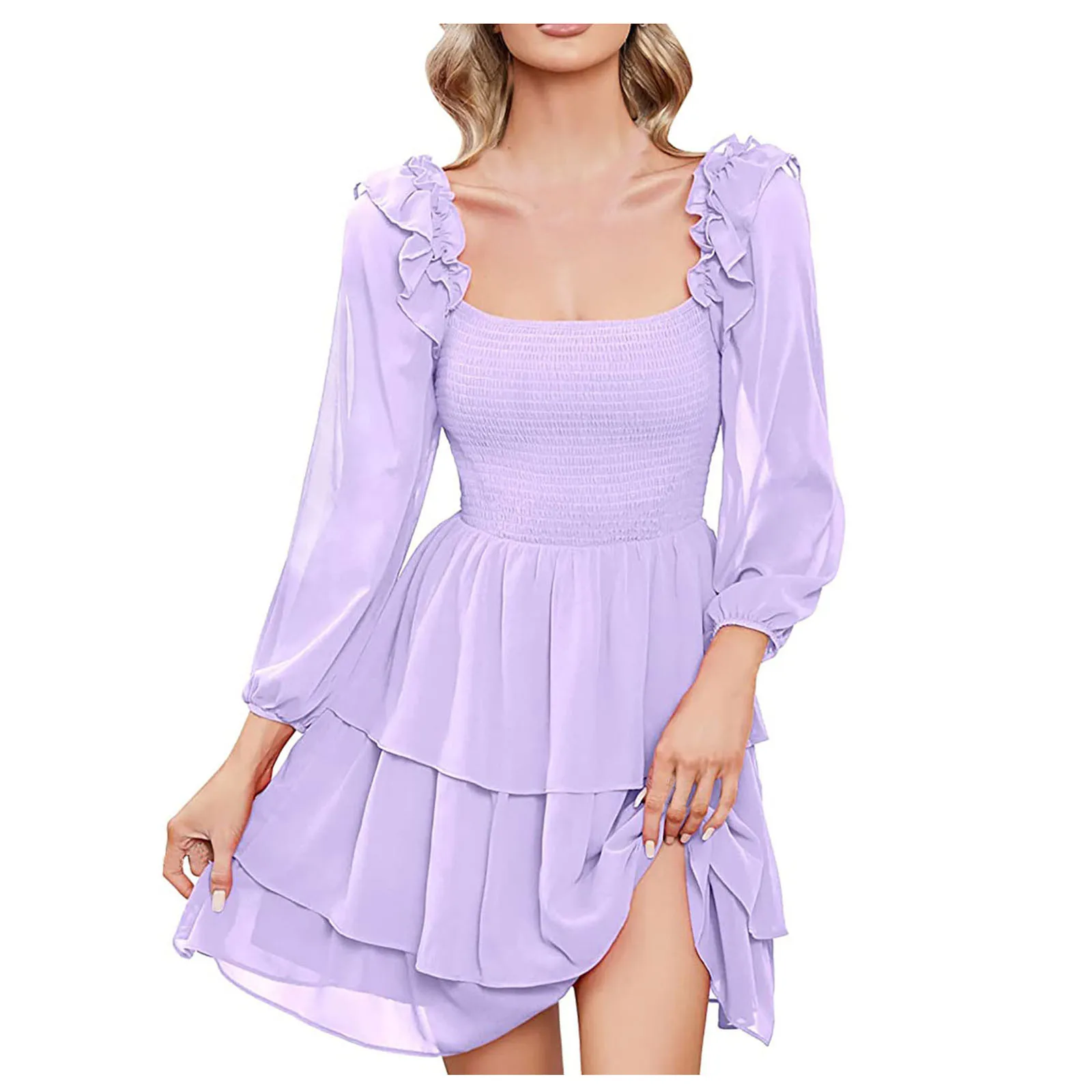 

French Dresses Women Solid New All-Match Streetwear A-Line Popular Loose Simple Elegant Long Sleeve Office Lady Casual