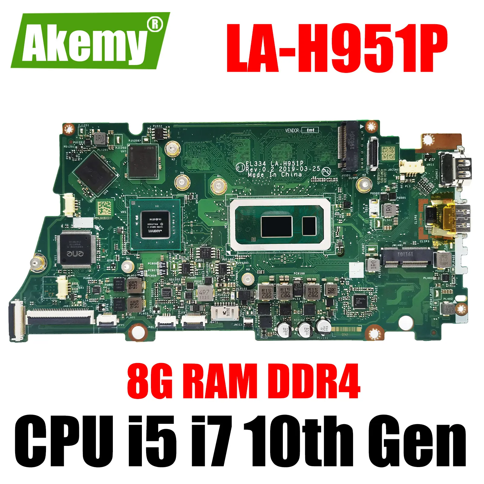 

EL334 LA-H951P For Lenovo ideapad S340-13IML Laptop Motherboard With CPU I5-10210U I7-10510U 2G GPU 8G RAM DDR4 100% testing ok