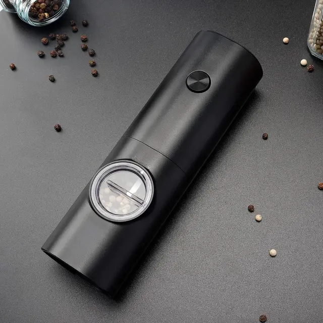 Rechargeable Electric Grinder Smart Auto Button GrinderElectric Black Pepper Grinder