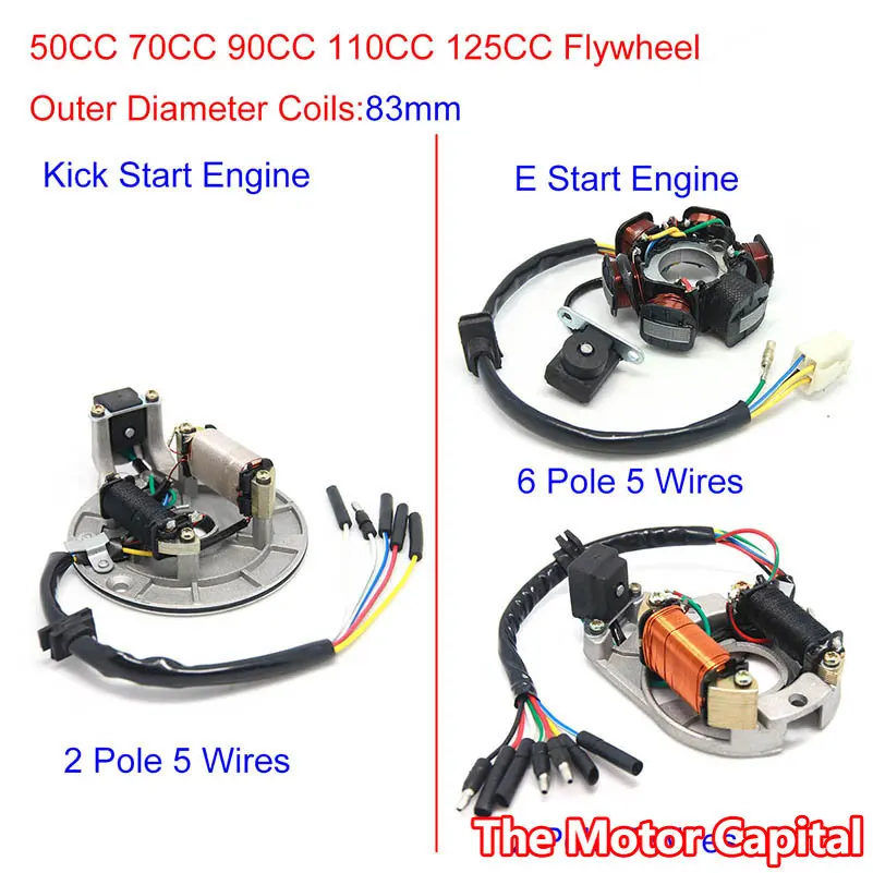 

Магнитный статор 2 6-полюсная катушка 5 проводов 50CC 70CC 90CC 110CC 125CC Lifan ZongShen Loncin XMoto Apollo внедорожный велосипед ATV четыре части