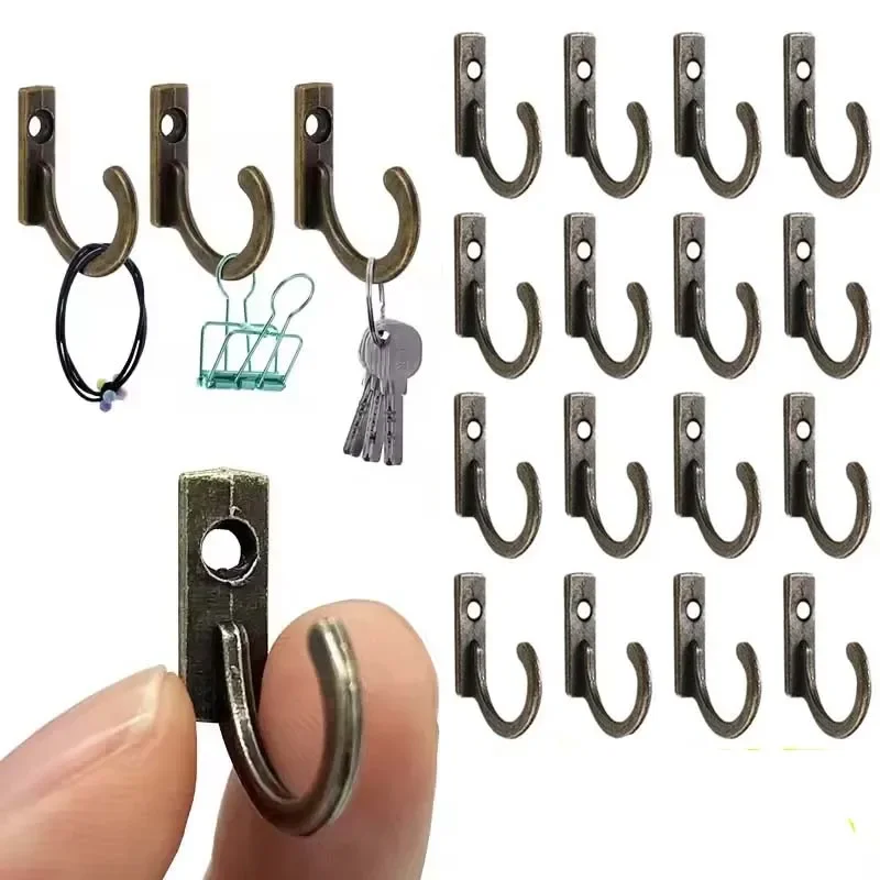 Wall Hanger 10Pcs Vintage Hooks Curved Buckle Horn Lock Clasp Hook For Wooden Jewelry Box Furniture Home Decor