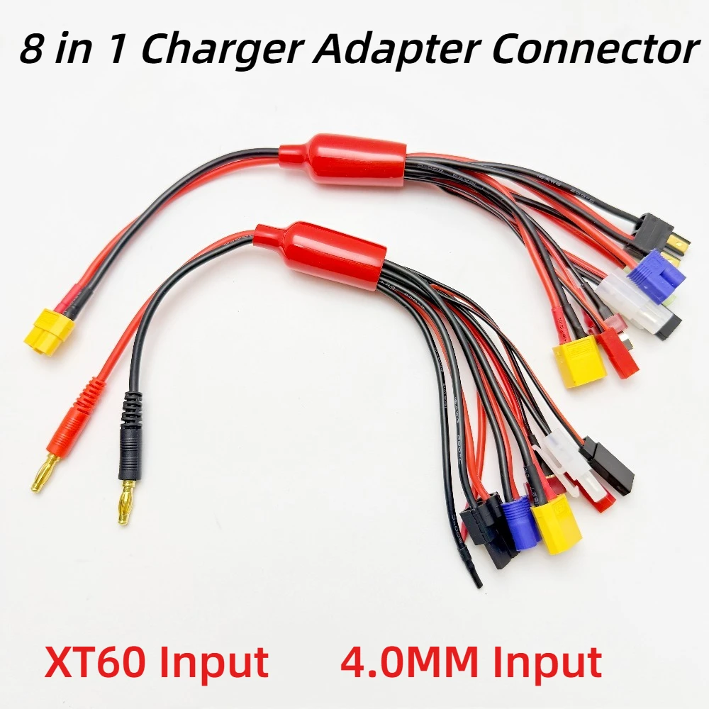 8-in-1 RC-Ladeadapter-Stecker: 8-in-1-Ladegerät mit 4,0-mm-Bananenstecker, XT60, TRX, Tamiya, Lipo für RC-Auto, Drohne, Imax B6, B6AC Batteriekabel