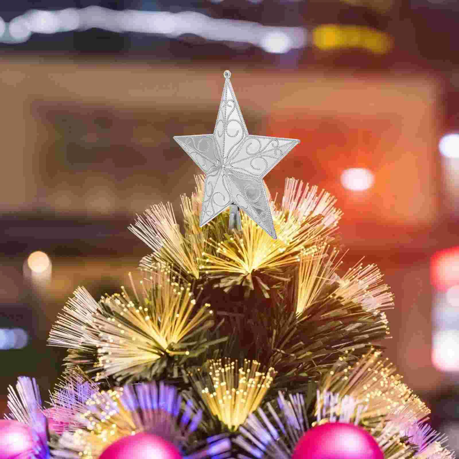 

Christmas Tree Top Star Nativity Ornament Topper Five-pointed Adornment Party Decor Supply Xmas Plastic Prop
