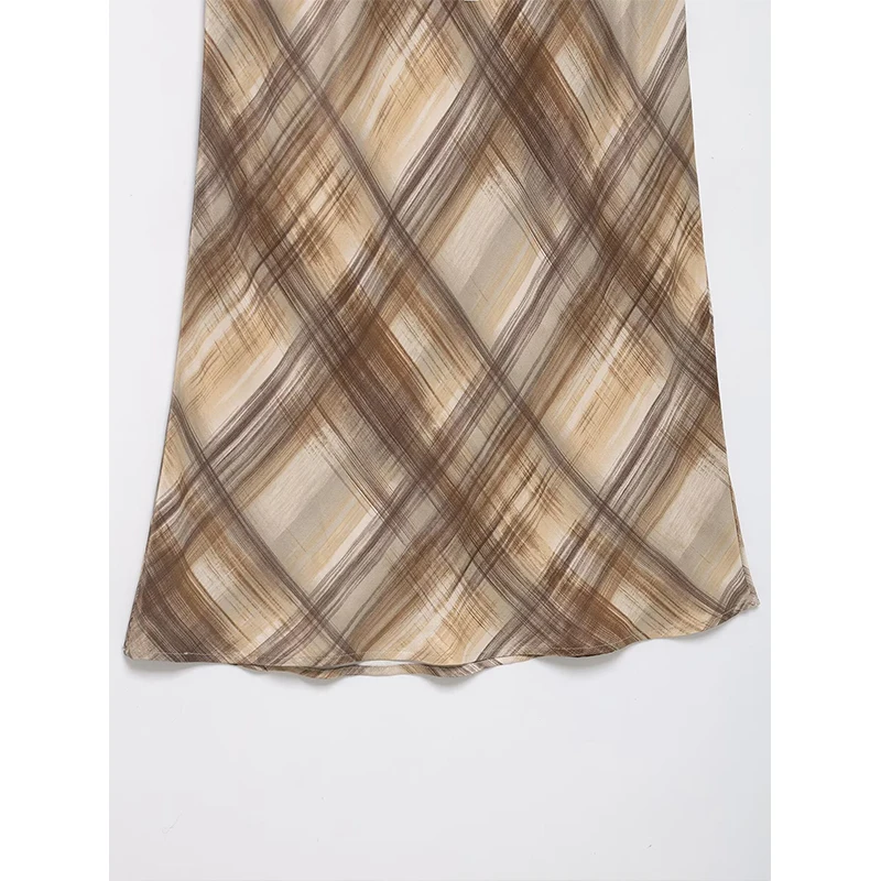 Women Vintage Printed Midi Skirt 2026 New Fashion Satin Elegant Party Long Skirt Lady High Street Casual Skirts Mujer ﻿