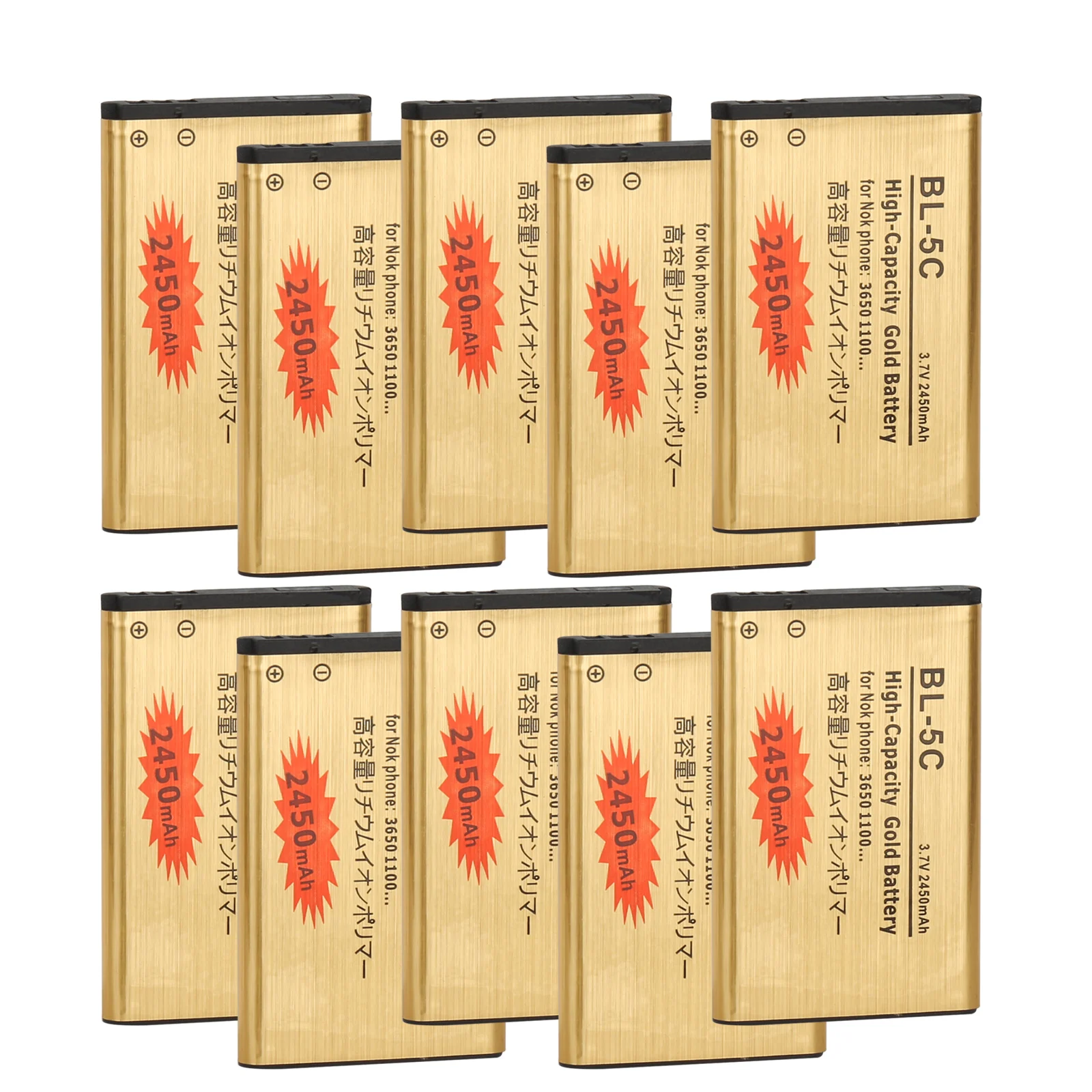 bl 5c Bl5c 3.7v Bateria de Lítio para Nokia 1100 1110 1200 1208 2270 2600 1112 1600 Bateria do Telefone 10 Peças 2450mah Bl5c