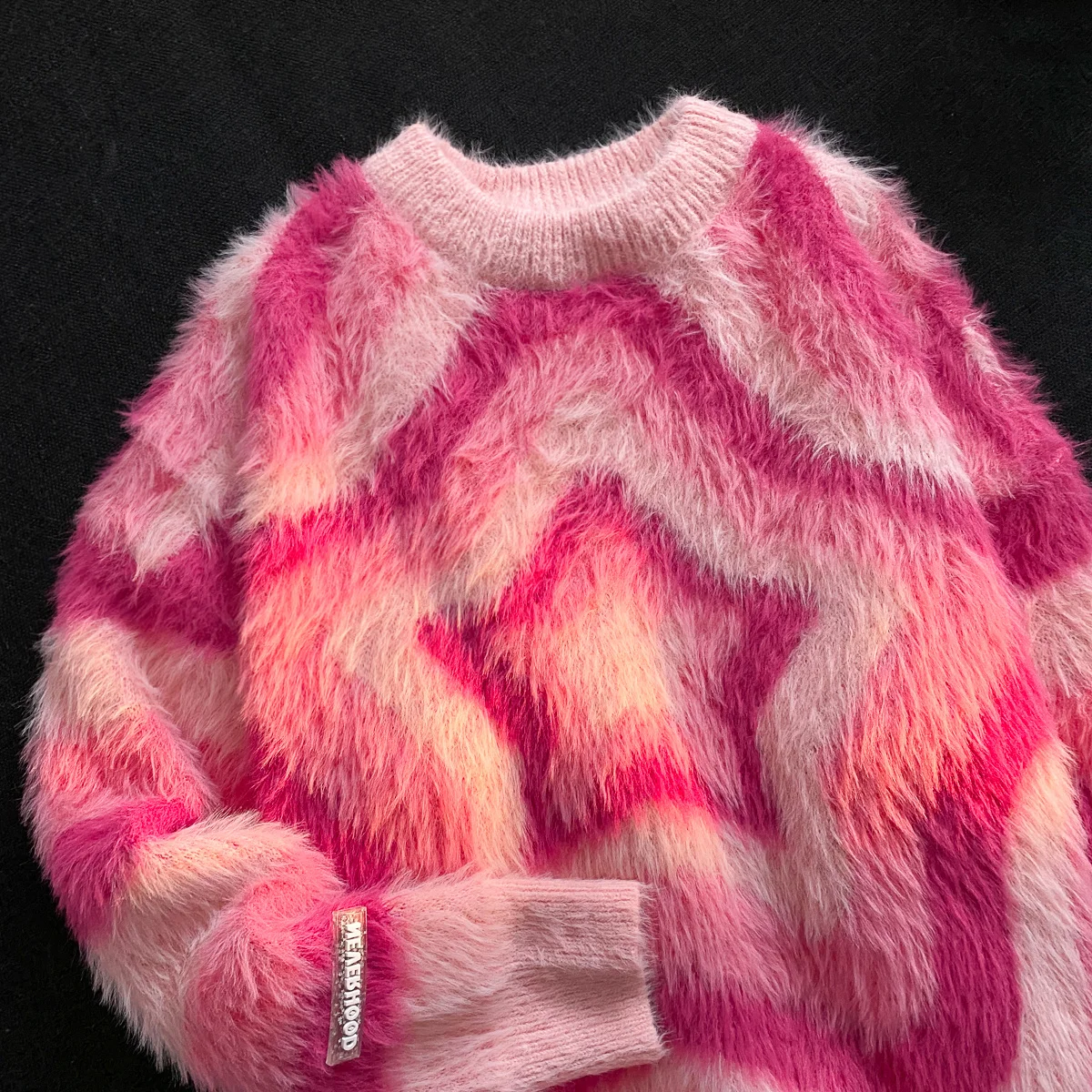 

Женский свитер с пятью острыми конечностями, осенне-зимний СВОБОДНЫЙ Модный бренд в стиле Instagram, красивое плюшевое пальто с оборками в стиле High Street