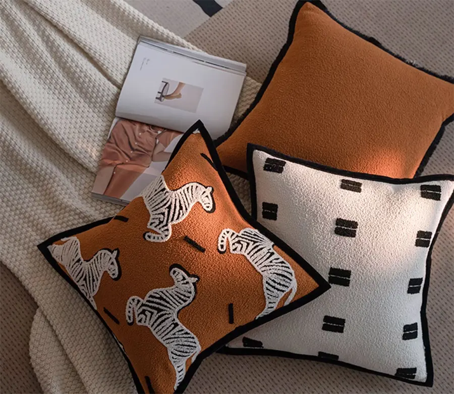 

Retro orange horse geometric black pillow/almofadas case,vintage trend seat back cushion cover 45 50,decorative throw pillowcase