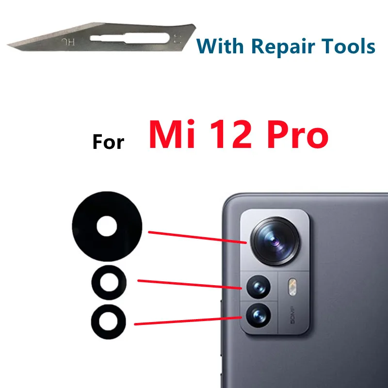 

1Set New For Xiaomi Mi 12 Pro Back Rear Camera Glass Lens Replacement Parts Cover with Adhesive Sticker