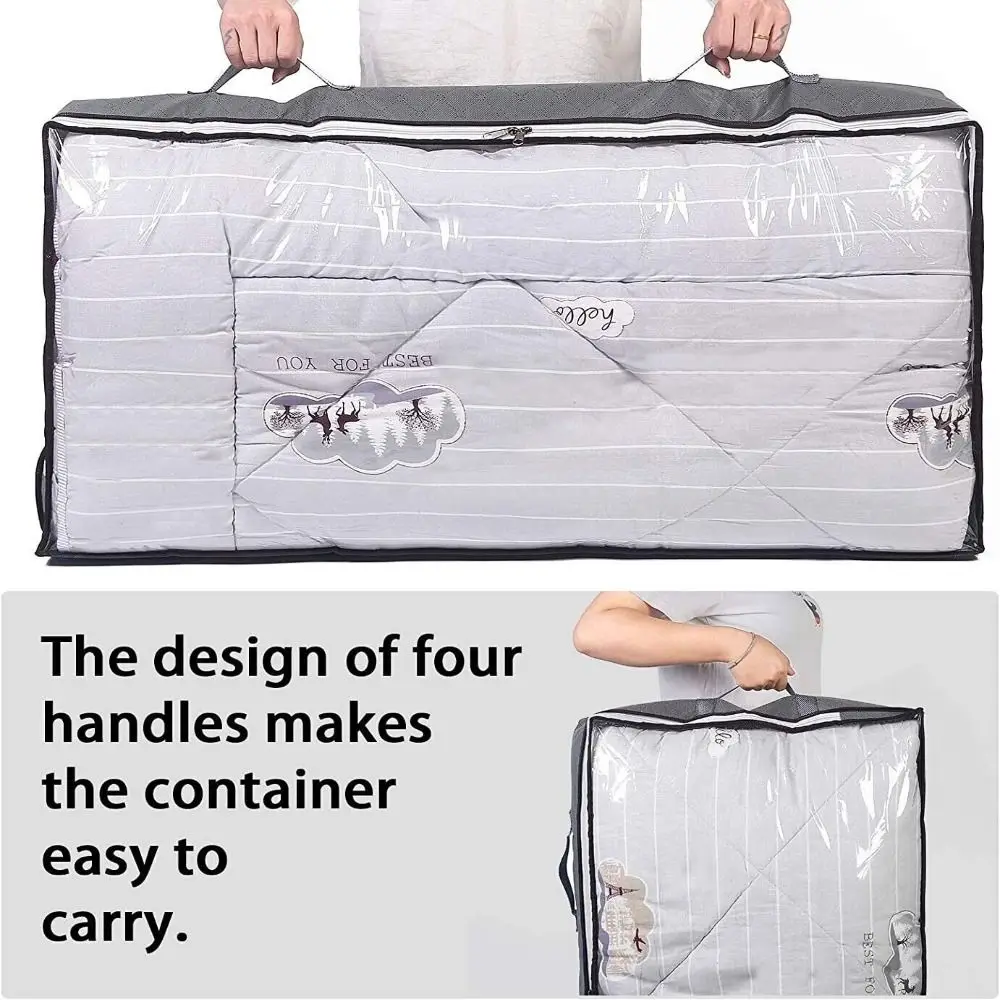 1PC Large Underbed Storage Bag Dustproof Foldable Fabric Storage Bags Nonwoven Moisture-proof Zipped Organizer Shoes Clothes 4