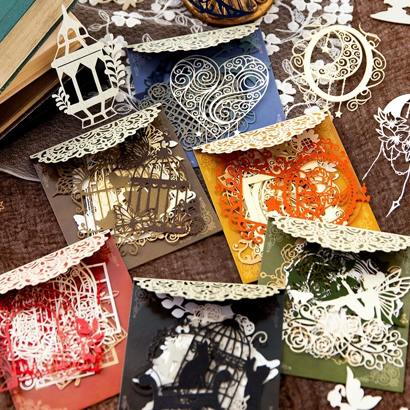 10 pcs/pack Material paper hollowed out decoration artistic handbooks material decoration collage and backing paper 6 kinds 2